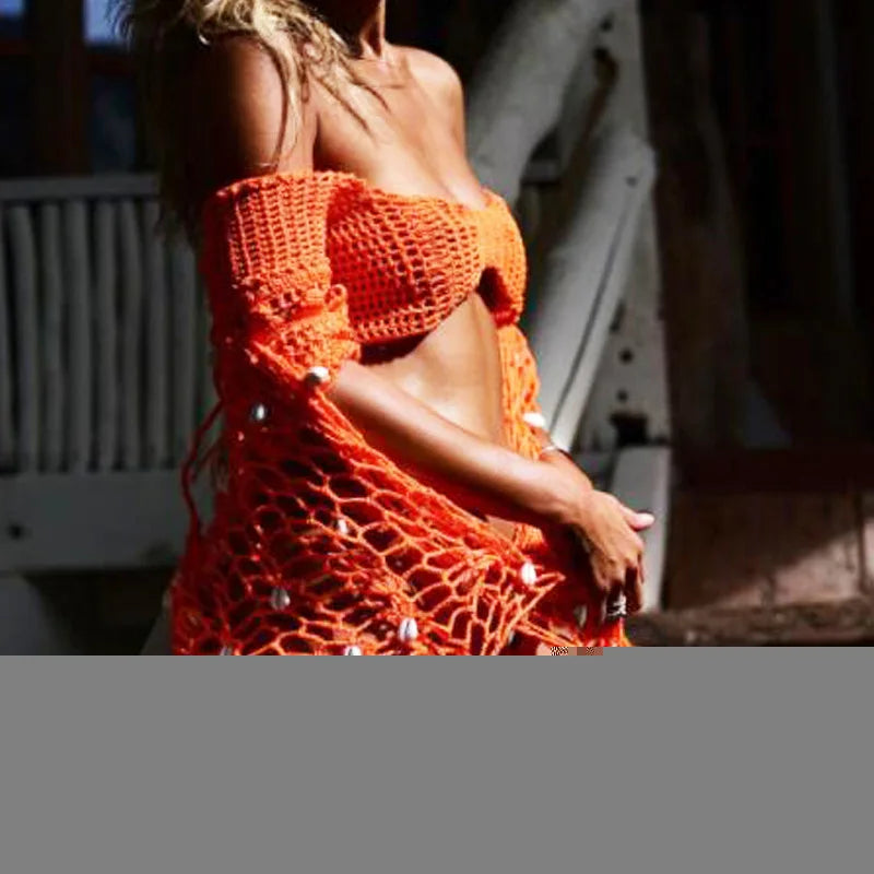 Jupe de plage sexy en résille au crochet Soléa