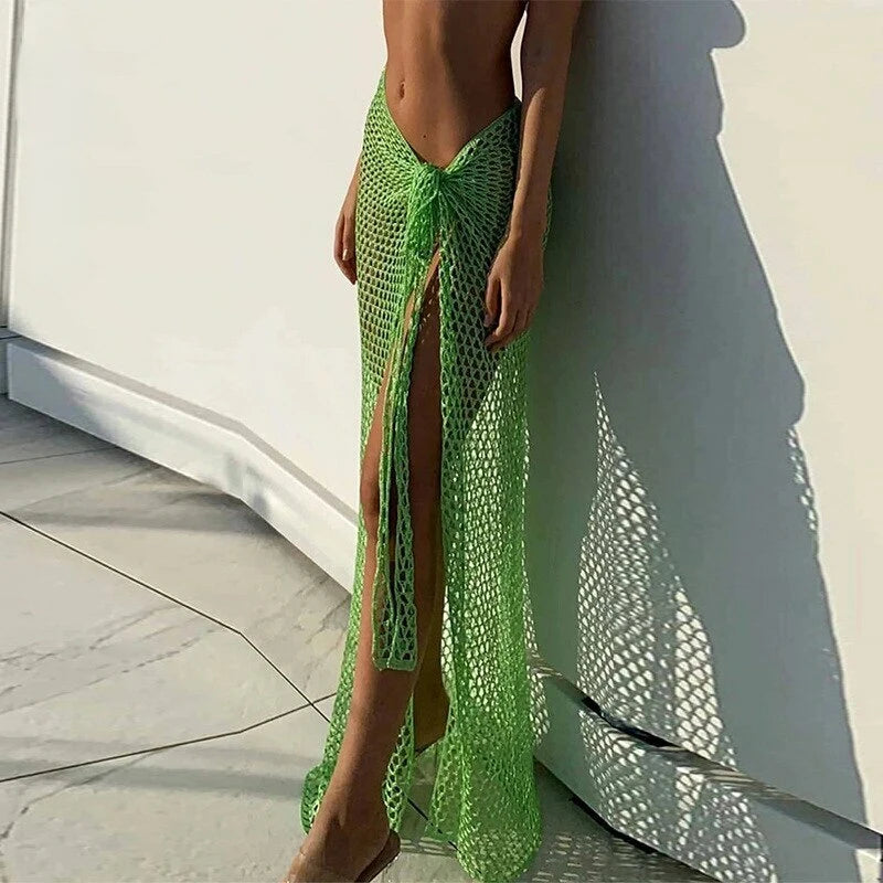 Jupe longue en maille Soléa Luxe - Paréo de plage en crochet