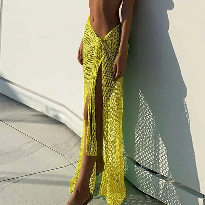 Jupe longue en maille Soléa Luxe - Paréo de plage en crochet