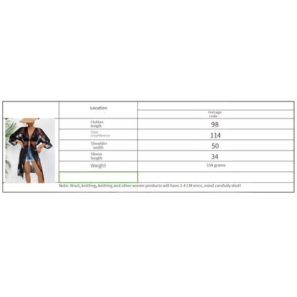 Kimono de plage en dentelle Soléa – Élégance florale et transparente